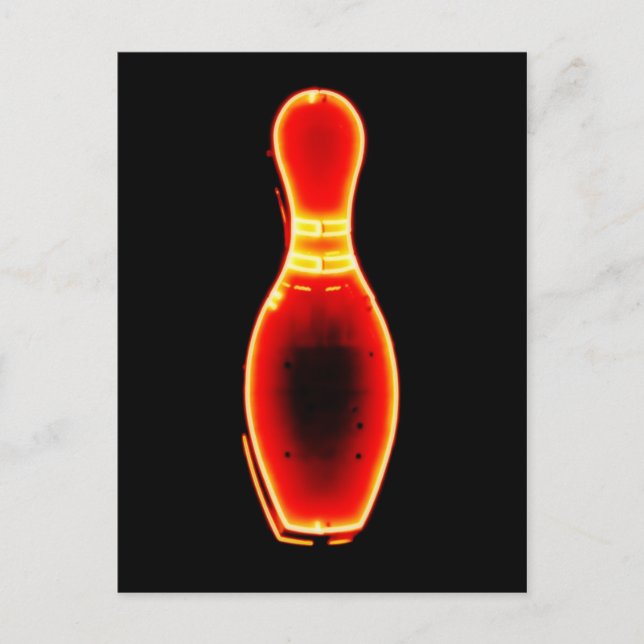 Vintag Neon Bowling Button Postkarte (Vorderseite)