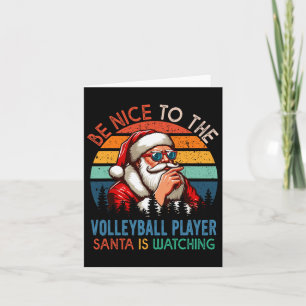 Vintag nett zum Volleyball-Spieler Santa ist was Karte