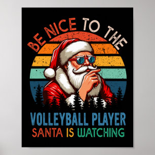 Vintag nett zum Volleyball-Spieler Santa ist was Poster