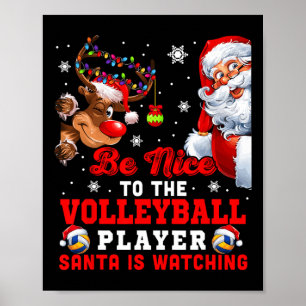 Vintag nett zum Volleyball-Spieler Santa ist was Poster