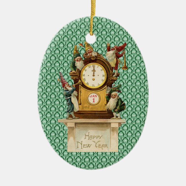 Vintag-neue Jahre-Gnome Keramikornament (Vorne)