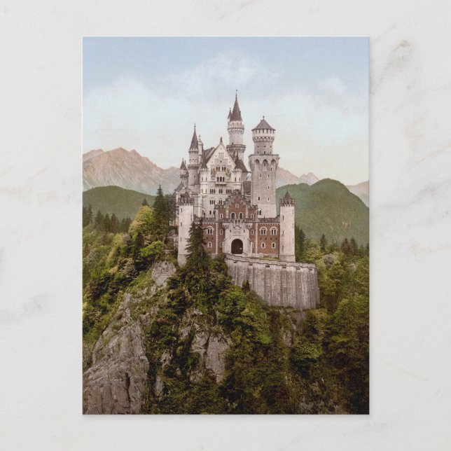 Vintag Neuschwanstein Bayern Postkarte (Vorderseite)