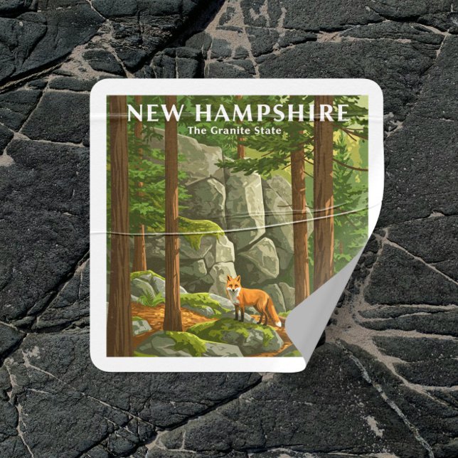 Vintag New Hampshire Quadratischer Aufkleber (Von Creator hochgeladen)