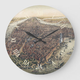 Vintag New York City, Manhattan, Brooklyn Bridge Große Wanduhr