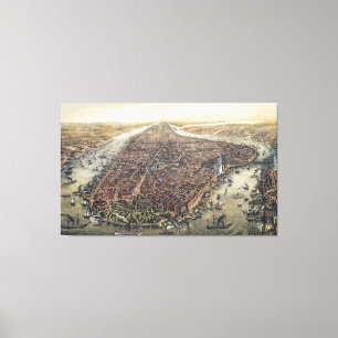 Vintag New York City, Manhattan, Brooklyn Bridge Leinwanddruck