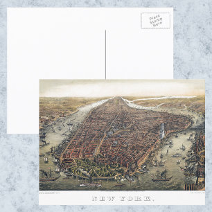 Vintag New York City, Manhattan, Brooklyn Bridge Postkarte