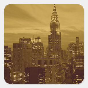 Vintag New York Manhattan Quadratischer Aufkleber