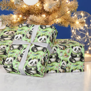 Vintag Niedlich Baby Panda Geschenkpapier