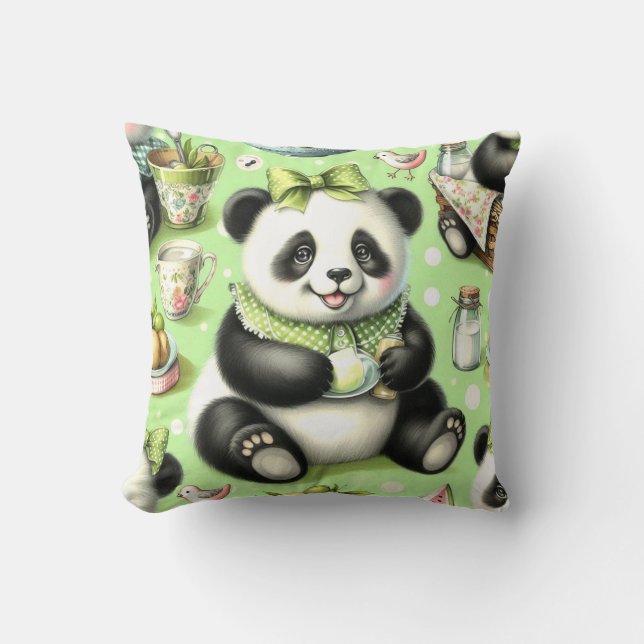 Vintag Niedlich Baby Panda Kissen (Vorderseite)