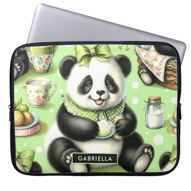 Vintag Niedlich Baby Panda Laptopschutzhülle (Vorderseite)