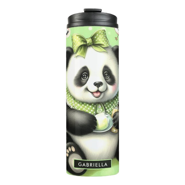 Vintag Niedlich Baby Panda Thermosbecher (Vorderseite)