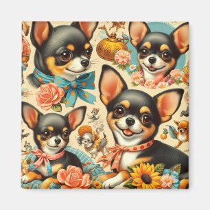 Vintag Niedliche nahtlose Chihuahua Magnet
