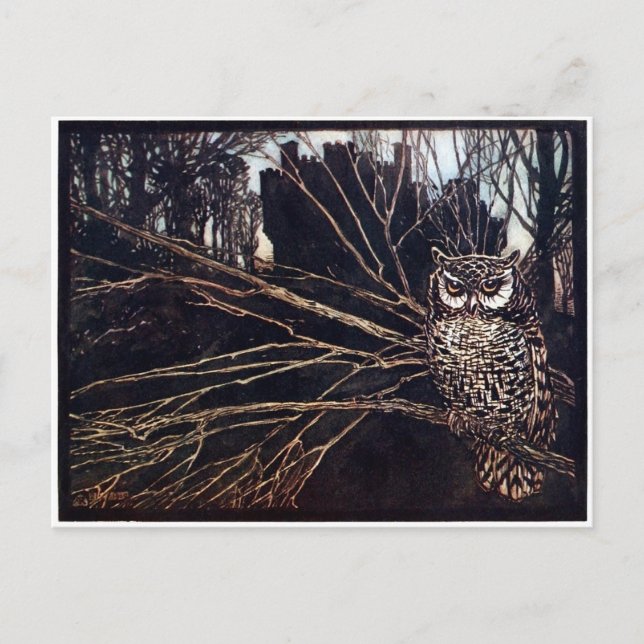 Vintag Night Owl Rackham Postkarte (Vorderseite)
