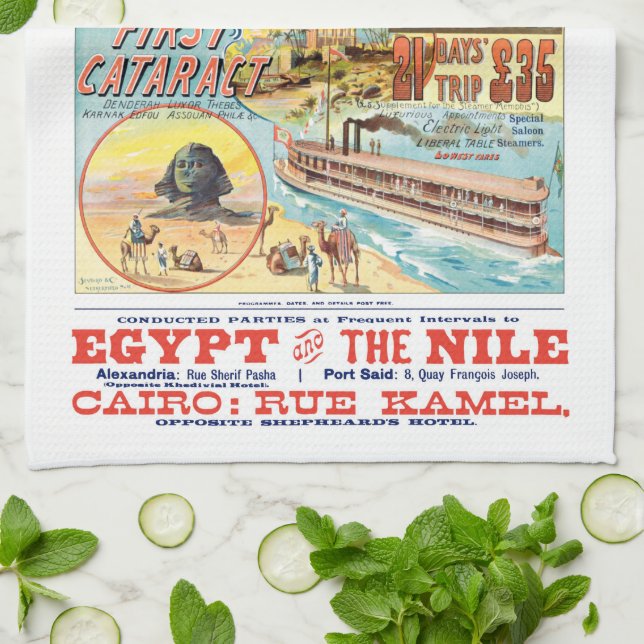 VINTAG NILE STEAMBOAT GESCHIRRTUCH (Gefaltet)