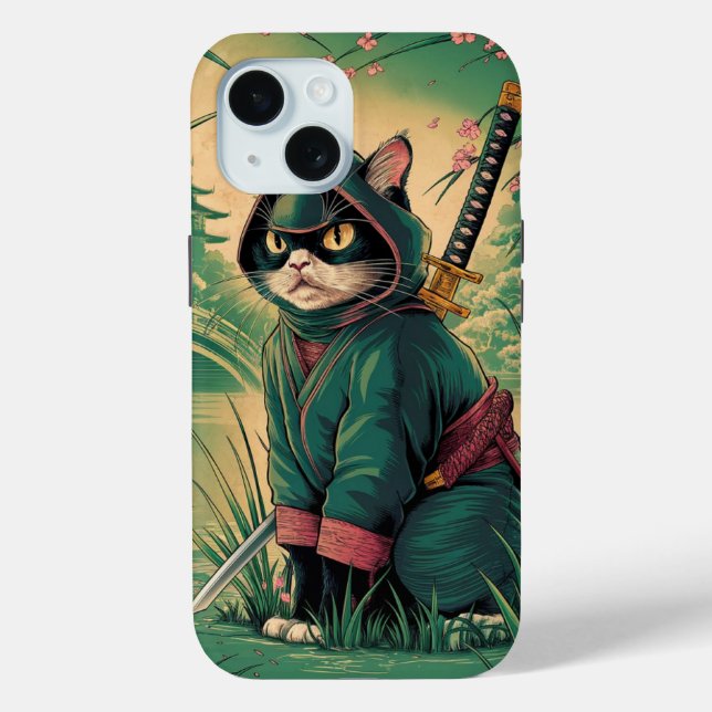 Vintag Ninja Cat Case-Mate iPhone Hülle (Rückseite)