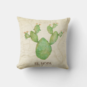Vintag Nopal Cactus Watercolor Kissen