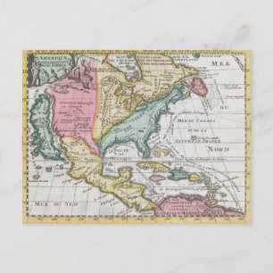 Vintag Nordamerika Karte Kaart van Noord-Amerika