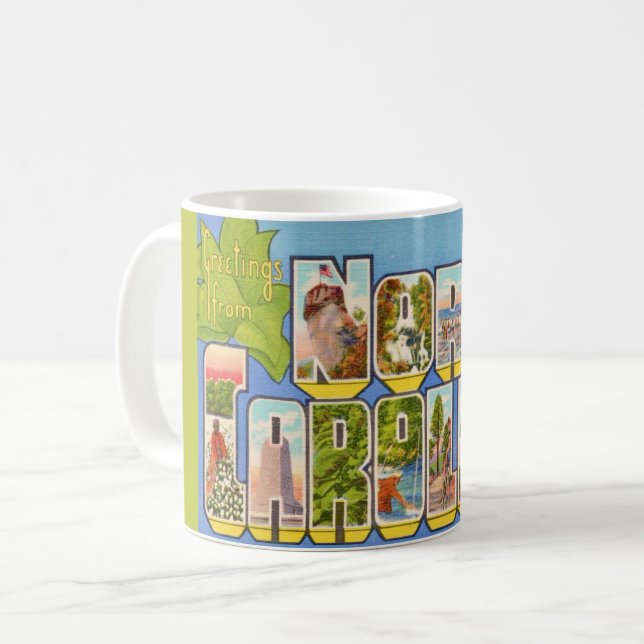 Vintag North Carolina Postcard Kaffeetasse (Vorderseite Links)