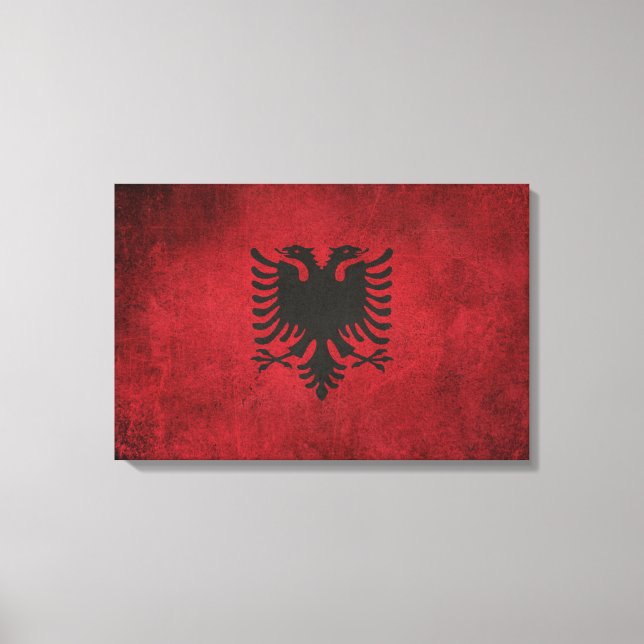 Vintag Not leidende Flagge Albaniens Leinwanddruck (Vorderseite)