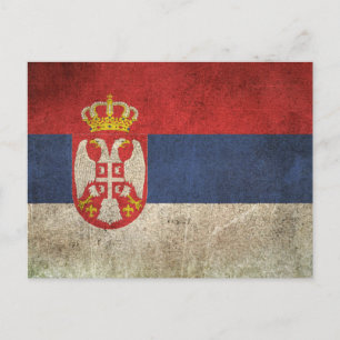 Vintag Not leidende Flagge Serbiens Postkarte
