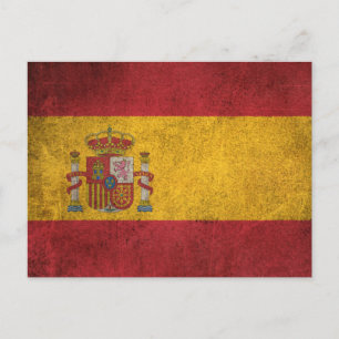 Vintag Not leidende Flagge Spaniens Postkarte