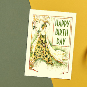 Vintag Nouveau Meadowsweet Walter Crane Geburtstag Postkarte