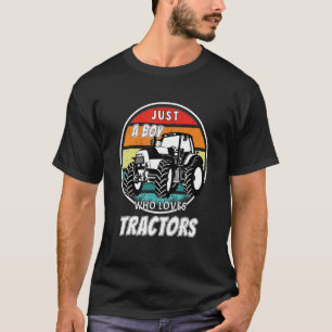 Vintag nur ein Junge, der Lieben Traktoren-Farm T-Shirt