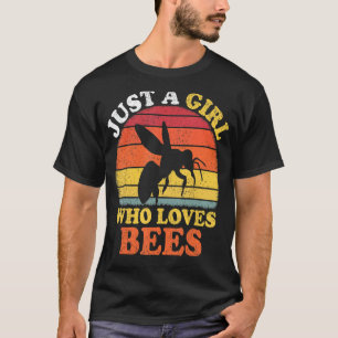 Vintag nur ein Mädchen, das Bienen Liebe T-Shirt
