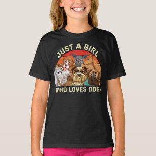 Vintag nur ein Mädchen, das Niedliche Hunde Lieben T-Shirt