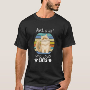 Vintag nur ein Mädchen, das persische Katzen Liebe T-Shirt