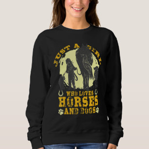 Vintag nur ein Mädchen, das Pferde und Hunde Liebe Sweatshirt