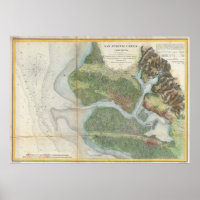 Vintag Oakland und San Antonio Creek Map (1857)