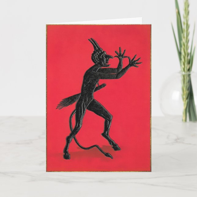 Vintag Obszöne Krampus Weihnachtskarte Feiertagskarte (Vorderseite)