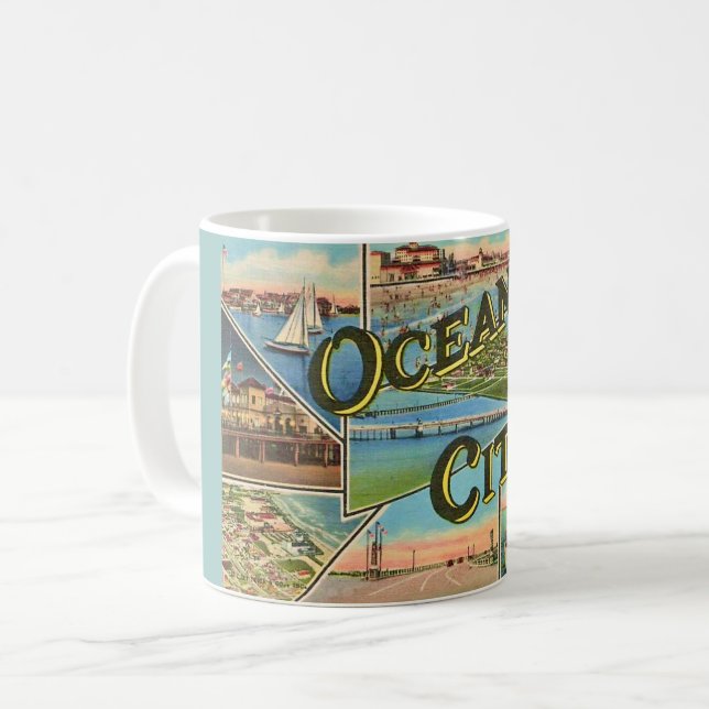 Vintag Ocean City NJ Kaffeetasse (Vorderseite Links)