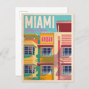 Vintag Ocean Drive Miami  Postkarte
