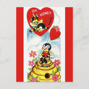 Vintag Oh Honey Bee Mine Valentine Postkarte