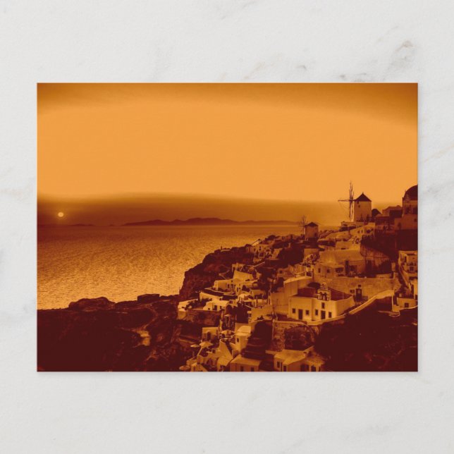 Vintag Oia Sunset Santorini Griechenland Postcard Postkarte (Vorderseite)
