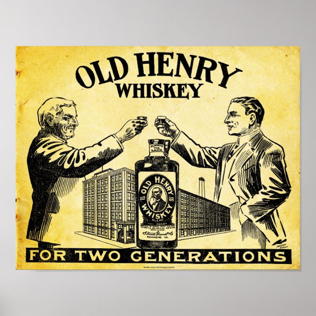 Vintag Old Henry Whiskey Poster (Vorne)