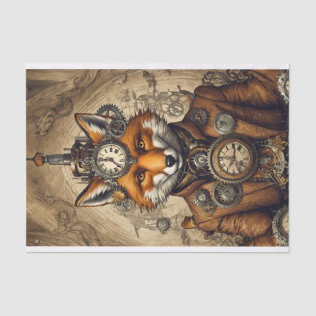 Vintag Old Steampunk Fox Seidenpapier (Vorderseite)