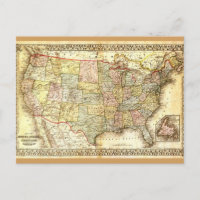 Vintag Old United Staaten USA General Map