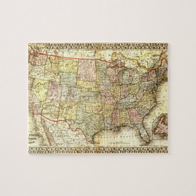 Vintag Old United Staaten USA General Map Puzzle (Horizontal)