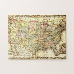 Vintag Old United Staaten USA General Map Puzzle