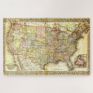 Vintag Old United Staaten USA General Map Puzzle