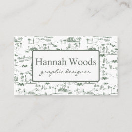 Vintag Olive Green Hollywood Hills Toile Visitenkarte