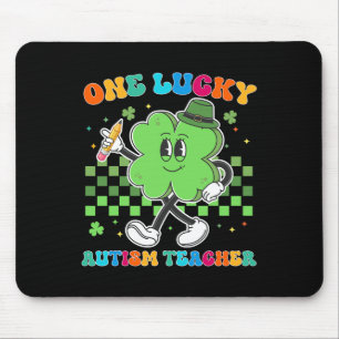 Vintag One Lucky Autism Teacher St Patrick Day Sc Mousepad