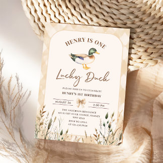 Vintag One Lucky Duck 1. Geburtstag Einladung