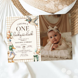 Vintag One Lucky Duck Ballon 1. Geburtstagsfest Fo Einladung