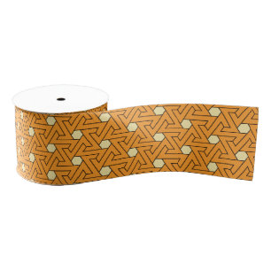 Vintag Orange Beige Triple Spiral Arab Pattern Ripsband