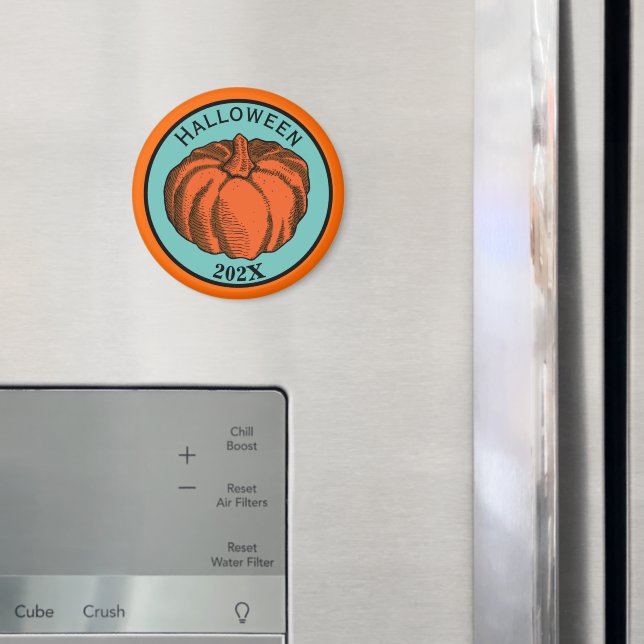 Vintag Orange Black Halloween Pumpkin Art Magnet (In Situ (Kühlschrank))