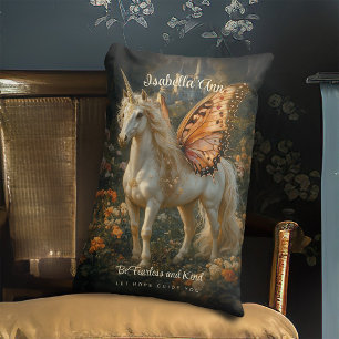 Vintag Orange Butterfly Fairy Horse Unicorn Lendenkissen